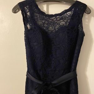 Navy blue lace bridesmaid dress